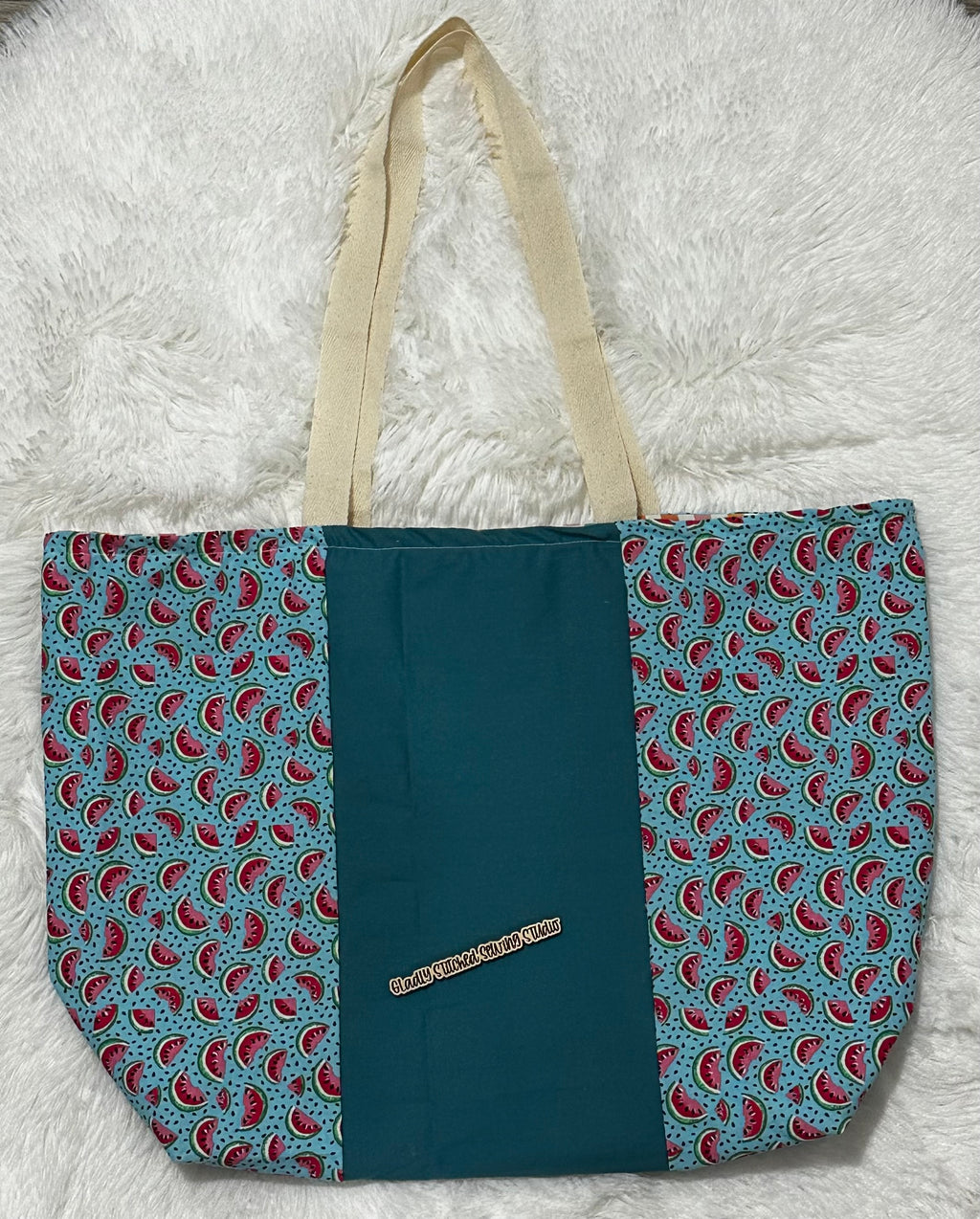 Colorblocked Reversible Tote Bag (Watermelon)