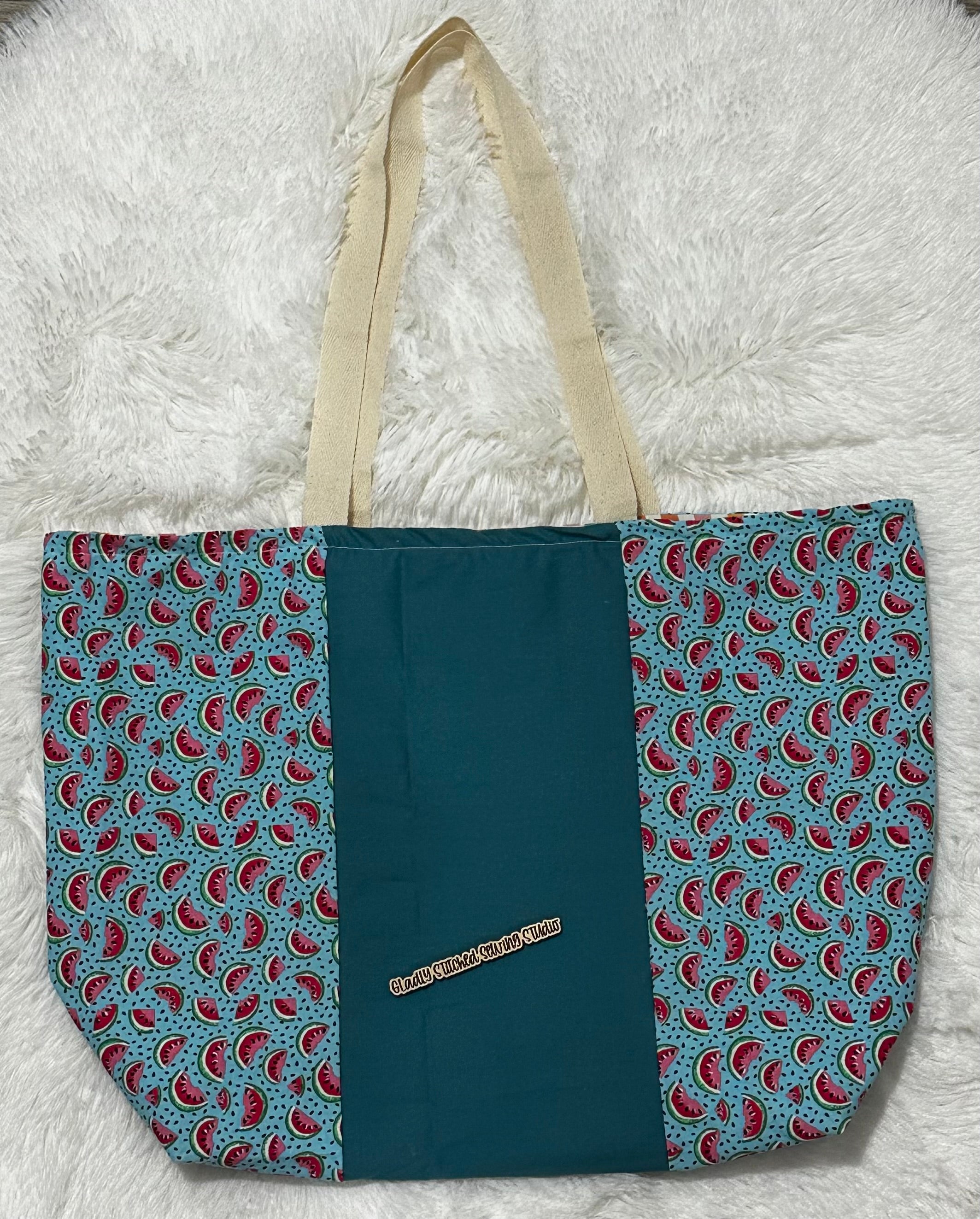 Colorblocked Reversible Tote Bag (Watermelon)