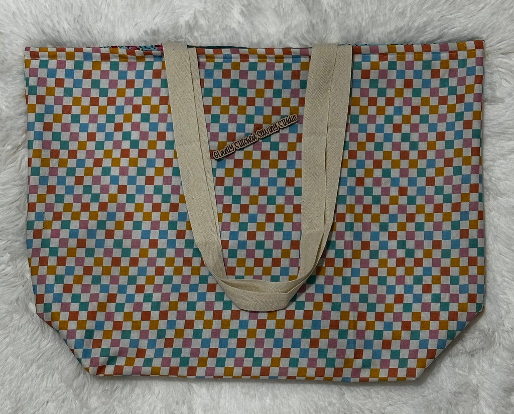Colorblocked Reversible Tote Bag (Watermelon)