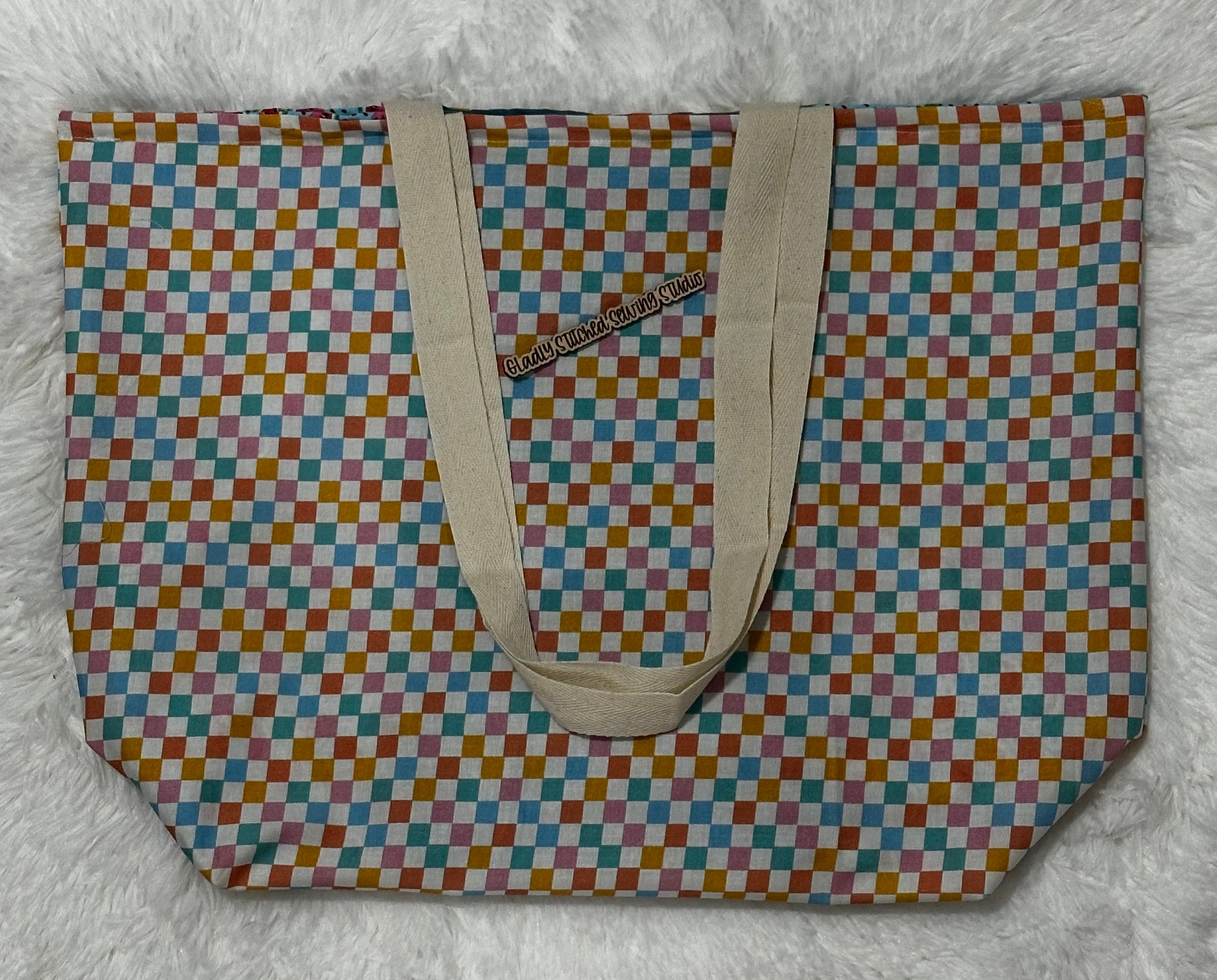 Colorblocked Reversible Tote Bag (Watermelon)
