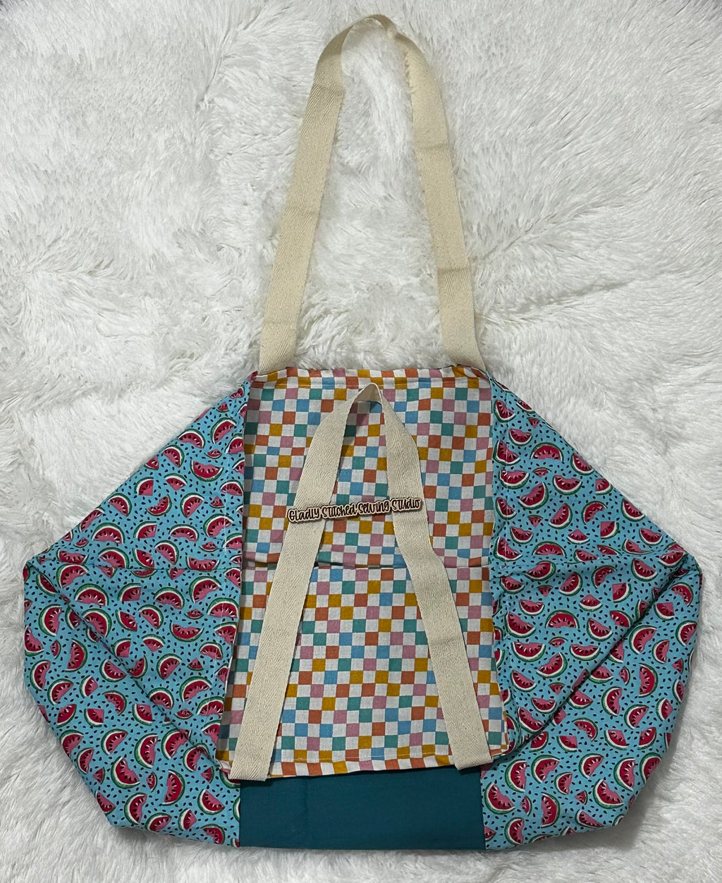 Colorblocked Reversible Tote Bag (Watermelon)