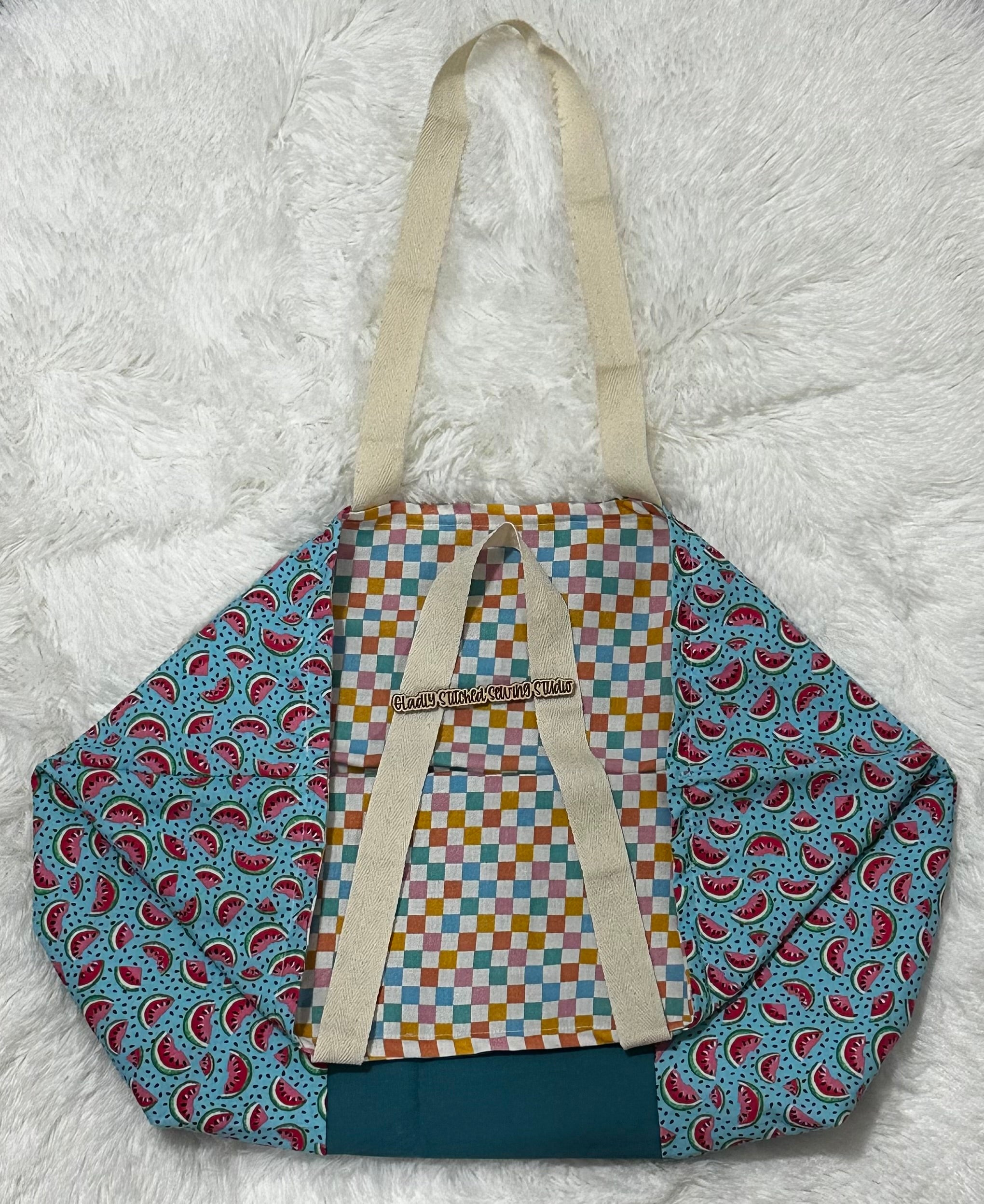Colorblocked Reversible Tote Bag (Watermelon)
